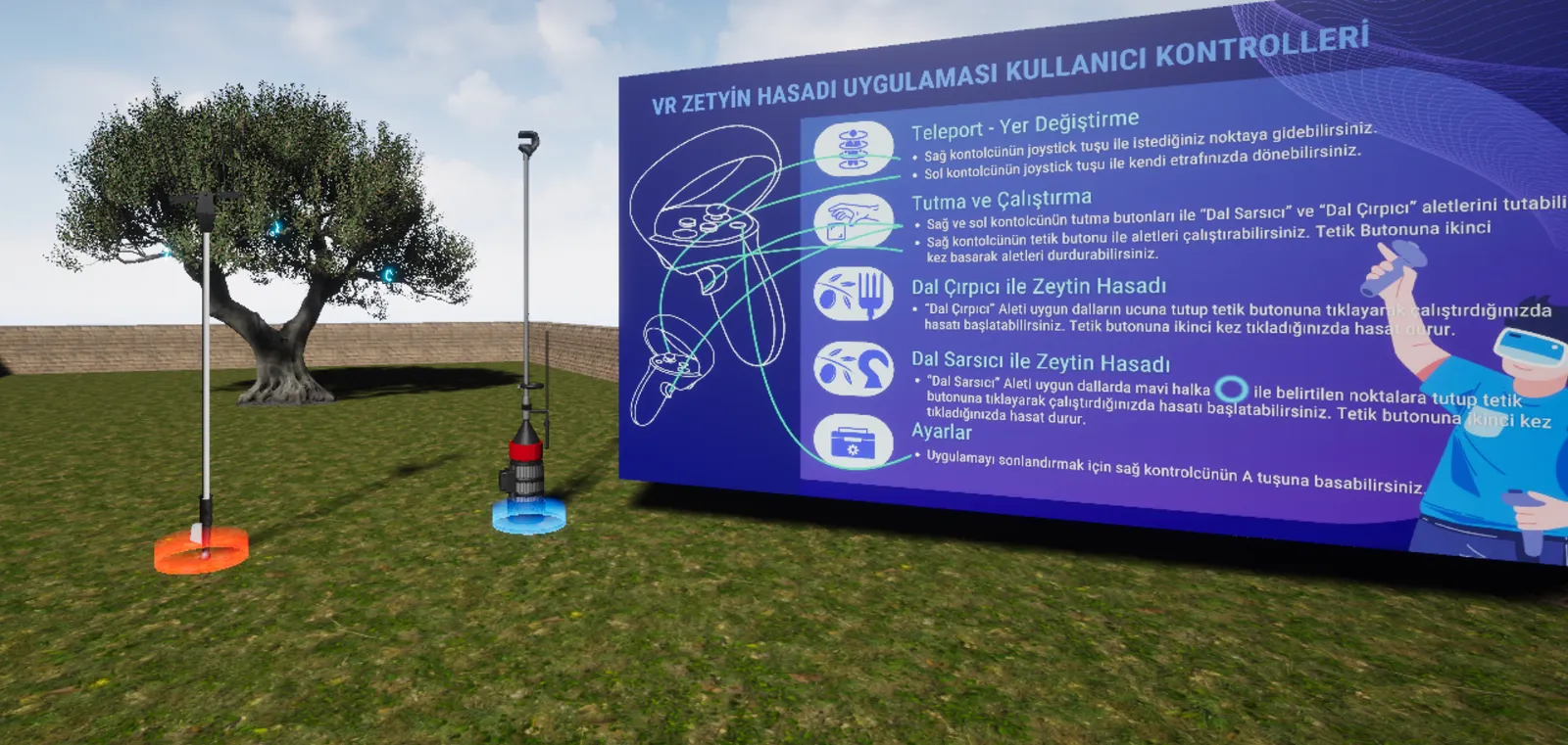 Zeytinlik sahnesi ve kontrol panosu
